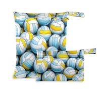 Amooorous Borsa per pannolini con cerniera per bambini, motivo: pallavolo, articoli essenziali con manici per fare il bagno, la palestra