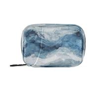 Amooorous Borsa per pillole blu e grigio da viaggio con scomparti rimovibili, scatola per medicinali per portafoglio, arte astratta blu e grigia, 1 taglia, Arte astratta blu e grigia, Taglia unica