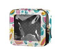 Amooorous Borsa per trucco trasparente da viaggio bianca per feste in spiaggia piccola borsa da toilette da viaggio impermeabile con cerniera per viaggiare, Festa delle vacanze sulla spiaggia bianca,