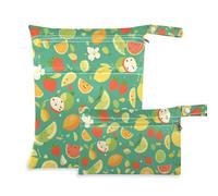 Amooorous Borsa per vestiti riutilizzabile estiva verde frutta fresca 2 pezzi essenziali da viaggio per bambini con manico per piscina, palestra