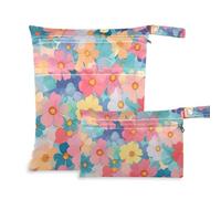 Amooorous Borsa riutilizzabile colorata per i genitori con fiori per bambini, confezione da 2 elementi essenziali da viaggio per volare con manici per fare il bagno, viaggiare