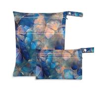 Amooorous Borsa riutilizzabile con farfalla blu psichedelica per pannolini, confezione da 2 borse per pannolini, oggetti essenziali con manici per yoga, spiaggia