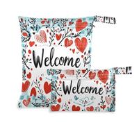Amooorous Borsa riutilizzabile per asilo nido Albero di San Valentino Love Hearts Confezione da 2 elementi essenziali da viaggio per volare con manici per piscina, pannolini per bambini