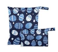 Amooorous Borsa riutilizzabile per pannolini bagnati con uova di Pasqua blu e bianche, confezione da 2 pezzi essenziali da viaggio per bambini, con manici per yoga, yoga