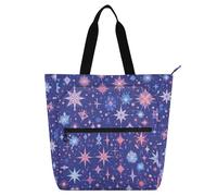 Amooorous Borsa tote decorativa per bambini, con pianoforte, per ragazzi, ragazze, donne, blu, rosa, stelle di Natale, robusta, borsa per libri con tasche con cerniera, per scuola, shopping, generi