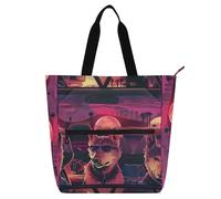 Amooorous Borsa tote decorativa per bambini con tasche con cerniera per ragazzi, ragazze, donne, due cani che guidano un'auto, grande borsa con tasche con cerniera per