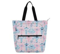 Amooorous Borsa tote decorativa per bambini, donne e uomini, rosa blu giapponese con fiori di ciliegio kimono grandi borse per la spesa borsa da spiaggia con tasche con cerniera per scuola e tempo di