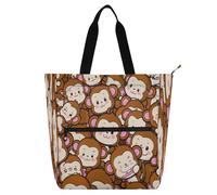 Amooorous Borsa tote decorativa per bambini, donne e uomini, simpatica scimmia dei cartoni animati, borsa tote impermeabile per insegnanti, borse con tasche interne per la scuola