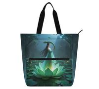 Amooorous Borsa tote decorativa per bambini donne uomini fiori verdi serpente fata grande borsa scuola borsa da spiaggia con cerniera per scuola shopping spiaggia bolsos