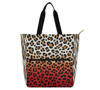 Amooorous Borsa tote decorativa per bambini, donne, uomini, pelle di ghepardo impermeabile con tasche per scuola, shopping, viaggi, arcobaleno