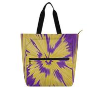 Amooorous Borsa tote decorativa per bambini e adulti, colore giallo viola, leggera, resistente e riutilizzabile, borsa della spesa per l'università, lo shopping, la spiaggia, l'arcobaleno bolsa para