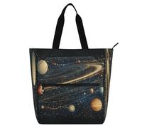Amooorous Borsa tote decorativa per bambini e adulti, motivo pianeta spaziale, borsa per insegnanti, borsa con tasche interne per shopping, spiaggia, arcobaleno