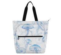Amooorous Borsa tote decorativa per bambini, per ragazzi, ragazze, donne, bellezza luna, medusa, blu, robusta, borsa a tracolla con tasche, per università, shopping, spiaggia, mochilas arcobaleno