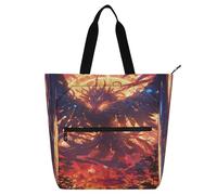 Amooorous Borsa tote decorativa per bambini per ragazzi ragazze donne, fantasia Phoenix uccello fiamma rossa grande borsa per la spesa riutilizzabile con cerniera per college shopping spiaggia