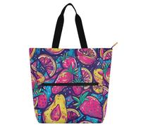Amooorous Borsa tote decorativa per bambini per ragazzi ragazze donne pittura a olio colorata grande borsa della spesa riutilizzabile con cerniera per lo shopping spiaggia