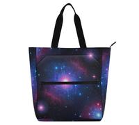 Amooorous Borsa tote decorativa per bambini, ragazzi e ragazze, spazio notte stellato, borsa della spesa leggera e riutilizzabile con tasche con cerniera per scuola, shopping, viaggi