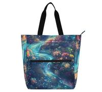 Amooorous Borsa tote decorativa per bambini, ragazzi e ragazze, una città di fiori, grande borsa per attività per bambini, borsa tote con cerniera per scuola, shopping,