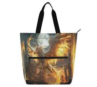 Amooorous Borsa tote decorativa per bambini, studenti, adulti, arancione fiamma fredda fenice, grande borsa tote per biblioteca, borsa tote con tasche per la scuola, lo shopping