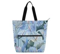 Amooorous Borsa tote decorativa per bambini studenti adulti gigli calla fresco blu borsa della spesa leggera e riutilizzabile con cerniera per scuola e giochi arcobaleno di tela para