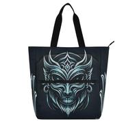 Amooorous Borsa tote decorativa per bambini studenti adulti maschera geometrica astratta borsa tote leggera riutilizzabile con cerniera per la scuola, lo shopping, la spesa