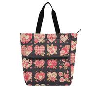 Amooorous Borsa tote decorativa per ragazzi e ragazze, adulti, fiori d'amore romantici, grande borsa da spiaggia riutilizzabile con cerniera per scuola, shopping, shopping, shopping, shopping