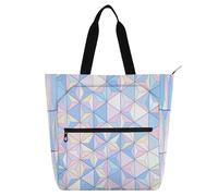 Amooorous Borsa tote decorativa per ragazzi e ragazze, motivo geometrico piatto, monogramma, leggera e riutilizzabile, con cerniera, per scuola, shopping, spiaggia, arcobaleno, per scuola