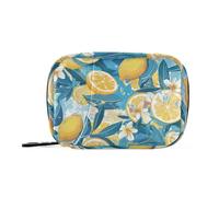 Amooorous Borse blu e gialle del farmaco del limone di estate con l'organizzatore portatile della pillola degli scomparti staccabili 2 volte al giorno per la borsa