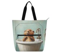 Amooorous Borse da bagno decorative per bambini e adulti, motivo lontra da bagno giallo carino, impermeabile, molto resistente, riutilizzabile, borsa della spesa per università, shopping, spiaggia