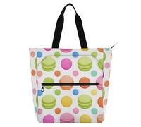 Amooorous Borse da spesa decorative per bambini, ragazzi e ragazze, alla moda, a pois blu pesca, borsa della spesa impermeabile riutilizzabile con cerniera per scuola e giochi
