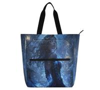 Amooorous Borse da viaggio decorative per bambini, ragazzi e ragazze, motivo anime, sala giochi invernale, ragazza, blu, leggero, riutilizzabile, borsa per scuola, shopping, spiaggia, arcobaleno
