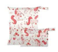 Amooorous Borse da viaggio lavabili vintage San Valentino Peach Unicorn Confezione da 2 accessori da viaggio per bambini con manico per asilo nido pannolini per bambini