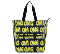 Amooorous Borse decorative per bambini Cutote per ragazzi ragazze donne, giallo Omg resistente all'acqua Tote Bag Resuable Borsa della spesa con cerniera per la scuola Shopping Viaggi Arcobaleno bolsa