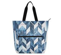 Amooorous Borse decorative per bambini Cutote per ragazzi ragazze donne, motivo geometrico blu bianco grande libro per bambini borsa della spesa riutilizzabile borsa per college shopping spiaggia