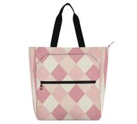 Amooorous Borse decorative per bambini, donne, uomini, fard e quadrati bianchi, borse grandi con tasche interne per scuola, shopping, viaggi, arcobaleno para guardar libros