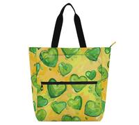 Amooorous Borse decorative per bambini per bambini ragazzi ragazze, San Valentino verde amore grande libro per bambini borsa della spesa riutilizzabile borsa per la scuola shopping spiaggia arcobaleno