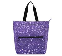 Amooorous Borse decorative per bambini per ragazzi e ragazze, in finto glitter viola - Borsa per la spesa leggera e riutilizzabile con cerniera per lo shopping, la spiaggia, l'arcobaleno bolsa