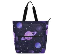 Amooorous Borse decorative per bambini per ragazzi ragazze adulti, spazio pianeta colorato impermeabile Tote Bag Resuable con cerniera per college shopping spiaggia arcobaleno bolso para libros de