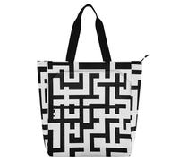 Amooorous Borse decorative per bambini, studenti, adulti, nero e oro, linee regolari, leggere, resistenti, riutilizzabili, per biblioteca, libri, scuola, shopping, viaggi, arcobaleno