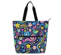 Amooorous Borse decorative per libri per bambini, ragazzi e ragazze, geometriche colorate astratte impermeabili borsa a tracolla con cerniera per università shopping spiaggia arcobaleno bolsos para