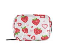 Amooorous Borse della medicina di San Valentino di stile country della fragola con l'organizzatore portatile della pillola di viaggio dei compartimenti staccabili