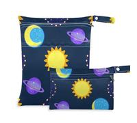 Amooorous Borse riutilizzabili per costumi da bagno con falso glitter universo sole luna confezione da 2 elementi essenziali da viaggio per bambini con manici per piscina, palestra