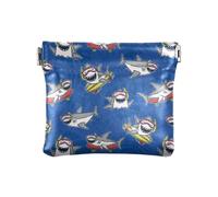 Amooorous Borsetta portamonete in pelle PU con squalo grigio per immersioni in stile cartone animato, borsa per il trucco, borsa per cambiare, borsa per ragazze, Cartoon Diving Mare pesce grigio, 1