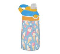 Amooorous Bottiglia d'acqua per bambini con manico a forma di gelato, color pesca, con manico largo, a tenuta stagna, 473 ml, per palestra, viaggi, casa, scuola, ufficio, vaso de cafe
