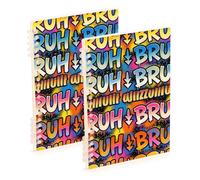 Amooorous Bruh Colorful Graffiti taccuino formato A5 21,1 x 14,5 cm, robusto quaderno a spirale singolo soggetto 60 fogli per viaggi e scrittura confezione da 2