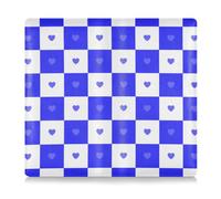 Amooorous Buffalo - Portaoggetti in pelle PU con motivo a quadri bianchi e blu a forma di cuore, per carta d'identità, patente di guida, chiavi di contatto