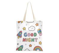 Amooorous Buona Notte Cartoon Colorful ROCKETS Carino tela tote bag con manici Riutilizzabile Tote Bag Canvas Totes per Compleanno Bolsa de lona