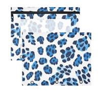 Amooorous Buste per raccoglitori con 3 occhielli rinforzati, in plastica, per lettere formato A4, confezione da 2 pezzi, per studenti universitari, stampa leopardata blu nera