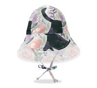 Amooorous Cappello da spiaggia per bambini con gatto circondato da rose, cappello da pescatore per bambini e bambine, UPF 50+, cappello da campeggio a tesa larga