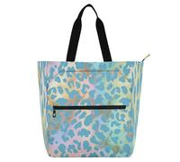 Amooorous Carina borsa decorativa per bambini e adulti con stampa ghepardo blu dorato mistero borsa a tracolla con cerniera per college shopping, spiaggia, arcobaleno, para