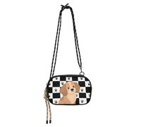 Amooorous Carino Bassotto Cane Nero Bianco Scacchi Ovest Crossbody Borsa per Mens Comfort con slot per carte di credito Borsa a tracolla Walk the dog bolsos de hombro para mujer
